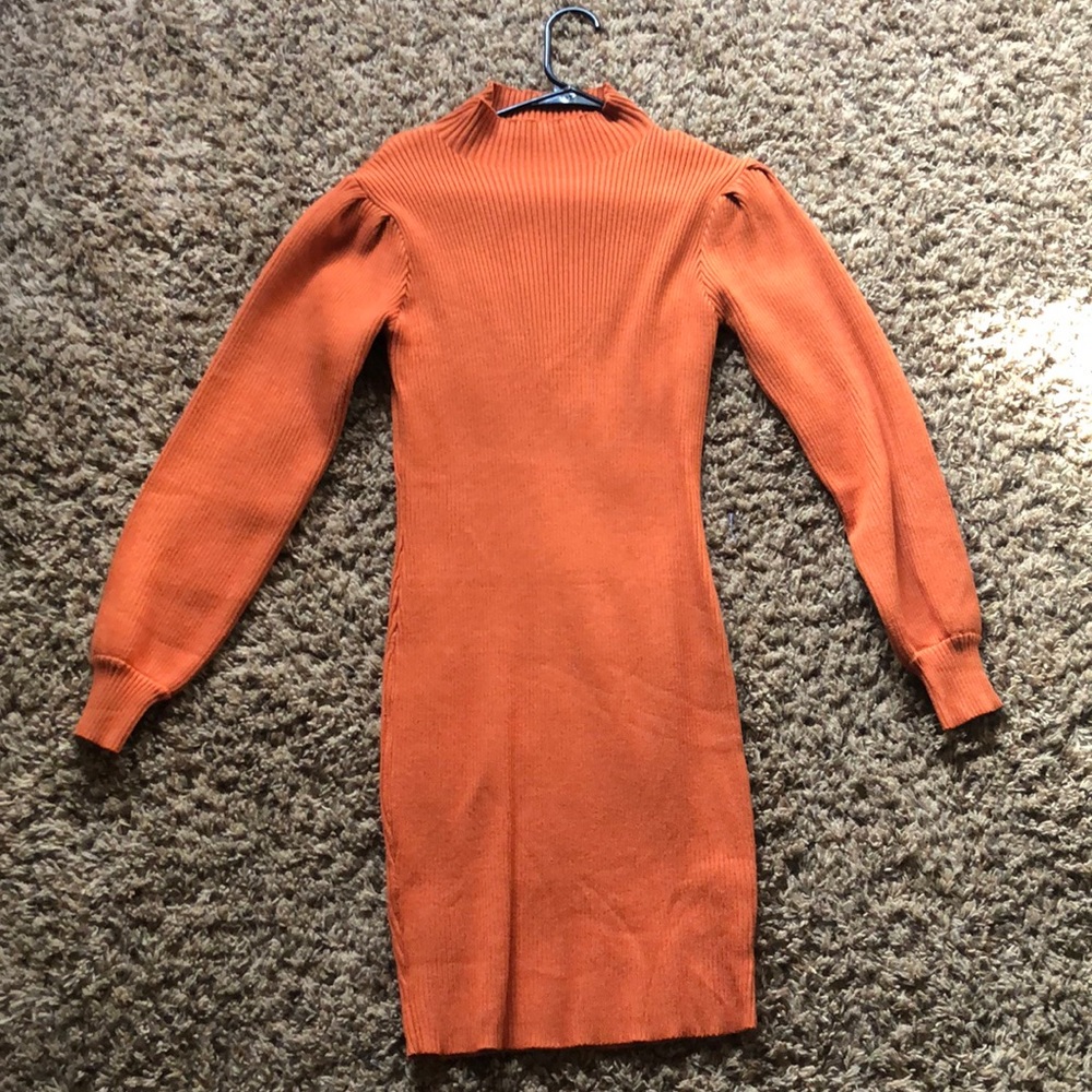 Orange sweater dress
